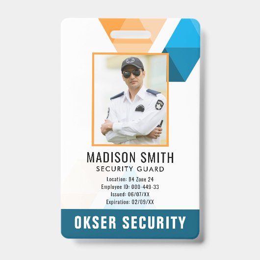 Aangepaste naam en foto |  Beveiligingsidentiteits Badge (Voorzijde)