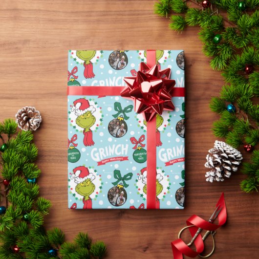 Aangepaste naam en foto - De Grinch met kerstversi Cadeaupapier (Feestdagen Geschenken)