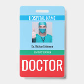 Aangepaste naam en foto | Dokters ID-kaart Badge (Achterkant)