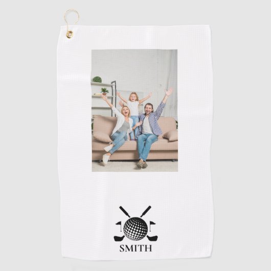 Aangepaste naam en foto golfclubs golfhanddoek (Voorkant)