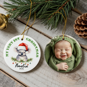 Aangepaste naam en foto-herinnering met cute Aus k Keramisch Ornament