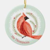 Aangepaste naam en foto in kardinaal Wreated Keramisch Ornament (Voorkant)