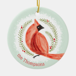 Aangepaste naam en foto in kardinaal Wreated Keramisch Ornament