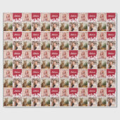 Aangepaste naam en foto-inkuiling Rood Witte sneeu Cadeaupapier (Vlak)