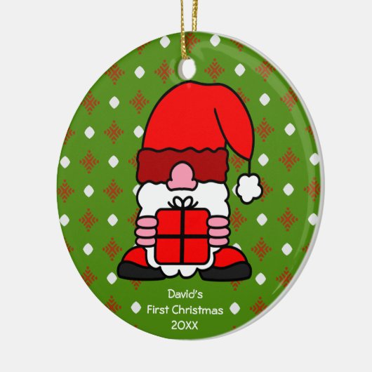 Aangepaste naam en foto Leuke Kerstman Sinterklaas Keramisch Ornament (Links)