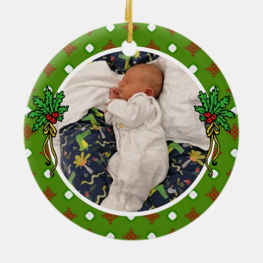 Aangepaste naam en foto Leuke Kerstman Sinterklaas Keramisch Ornament (Achterkant)