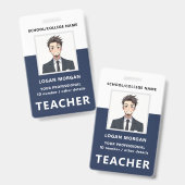Aangepaste naam en foto | Personeelsausweis docent Badge (Voor- en achterkant)