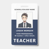 Aangepaste naam en foto | Personeelsausweis docent Badge (Achterkant)