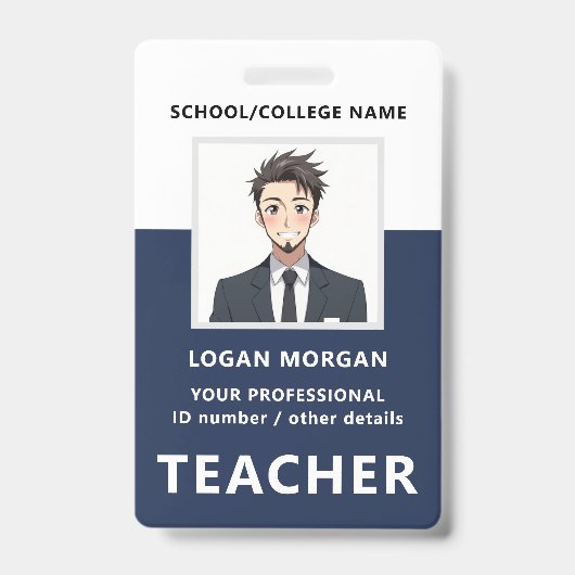 Aangepaste naam en foto | Personeelsausweis docent Badge (Voorzijde)