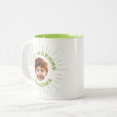 Aangepaste naam en foto - Retro-stijl, vol glimlac Tweekleurige Koffiemok (Voorkant links)