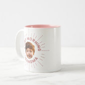 Aangepaste naam en foto - Retro-stijl, vol glimlac Tweekleurige Koffiemok (Voorkant links)