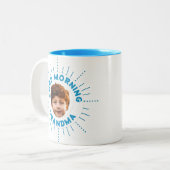 Aangepaste naam en foto - Retro-stijl, vol glimlac Tweekleurige Koffiemok (Voorkant links)
