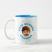 Aangepaste naam en foto - Retro-stijl, vol glimlac Tweekleurige Koffiemok (Links)