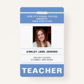 Aangepaste naam en foto school leraar ID Badge (Voorkant)