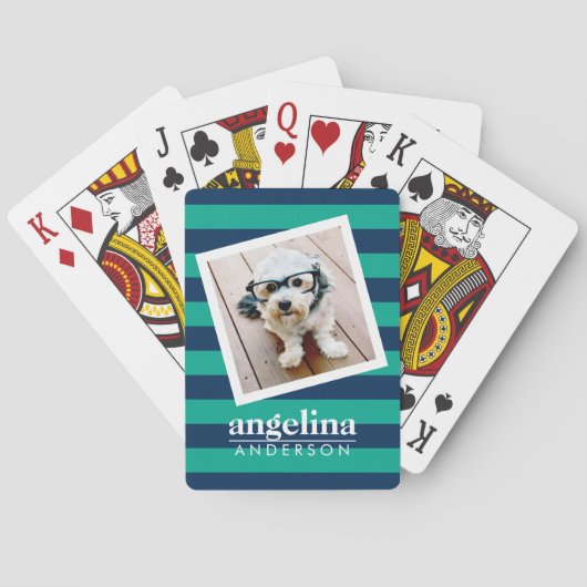 Aangepaste naam en foto van kleurrijk striped Patr Speelkaarten (Achterkant)