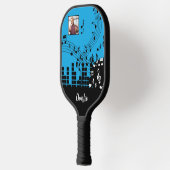 Aangepaste naam en foto van muziekillustratie pickleball paddle (Links)
