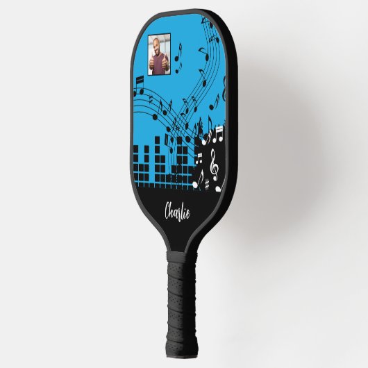 Aangepaste naam en foto van muziekillustratie pickleball paddle (Links)