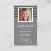 Aangepaste naam en foto van Preppy Grey Striped Pa Visitekaartje (Achterkant)