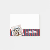 Aangepaste naam en foto van rood en zeemleder post-it® notes (Voorkant)