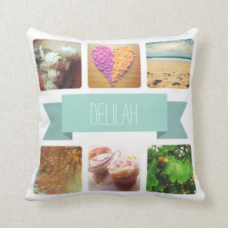 Aangepaste naam en fotoinstallatieschema kussen