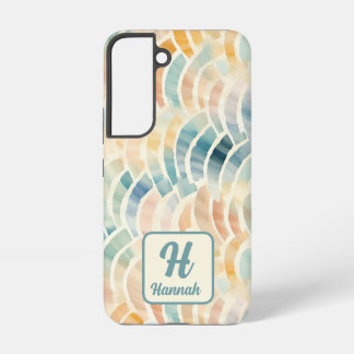 Aangepaste naam en gemonogrammeerd aquarelpatroon samsung galaxy hoesje