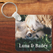 Aangepaste naam en huisdierenfoto sleutelhanger (Voorkant)