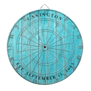 Aangepaste naam en huwelijksdatum Turquoise  Dartbord