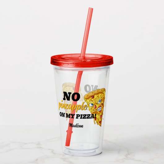 Aangepaste naam en ingrediënt Angry Pizza Acryl Drinkbeker (Achterkant)