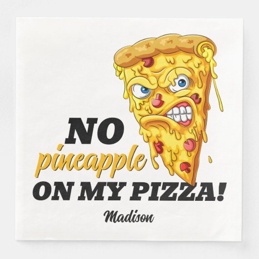 Aangepaste naam en ingrediënt Angry Pizza Servet (Voorkant)