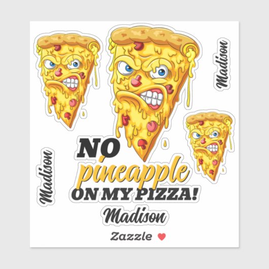 Aangepaste naam en ingrediënt Angry Pizza Sticker (Vel)