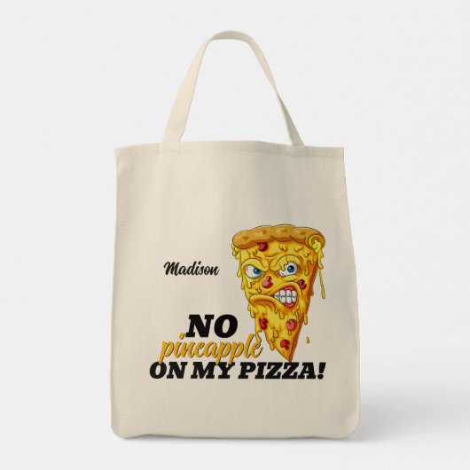 Aangepaste naam en ingrediënt Angry Pizza Tote Bag (Achterkant)