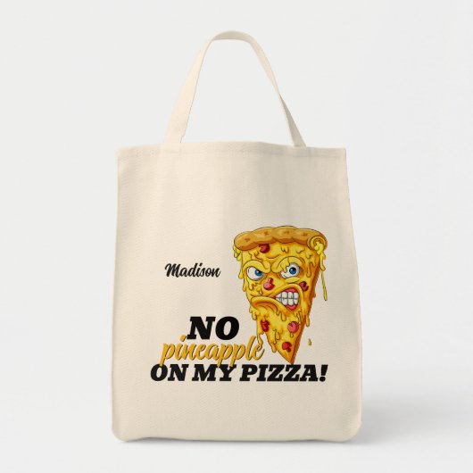 Aangepaste naam en ingrediënt Angry Pizza Tote Bag (Voorkant)