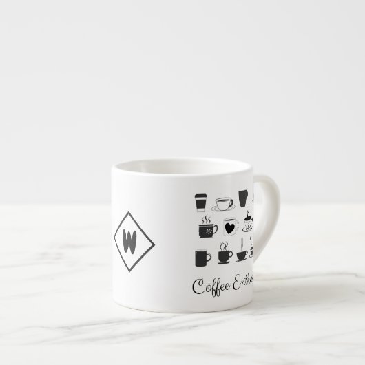 Aangepaste naam en Initiaal | Kleine geïsoleerde k Espresso Kop (Voorkant rechts)