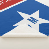 Aangepaste naam en initiaal rood, wit en blauw sherpa deken (3/4)