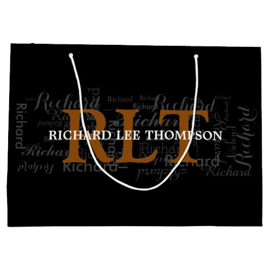 aangepaste naam en initialen gepersonaliseerde typ large cadeautasje (Achterkant)