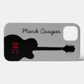 aangepaste naam en initialen zwarte rockgitaar Case-Mate iPhone case (Achterkant (horizontaal))