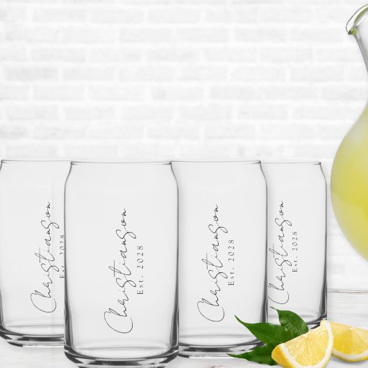 Aangepaste naam en jaar blikvorm glas