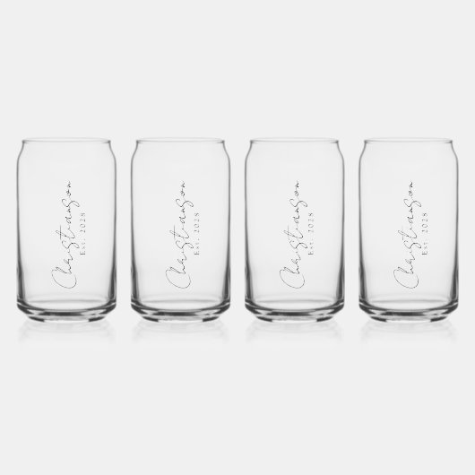 Aangepaste naam en jaar blikvorm glas (Voorkant)