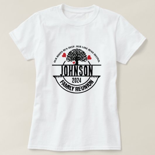 Aangepaste naam en jaar Family Reunion Matching T-shirt (Design voorkant)