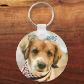 Aangepaste Naam en Jaar Hond Gezicht Sleutelhanger (Voorkant)