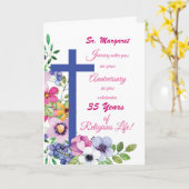 Aangepaste naam en jaar, Jubileum Nun Religious Li Kaart (Gele Bloem)