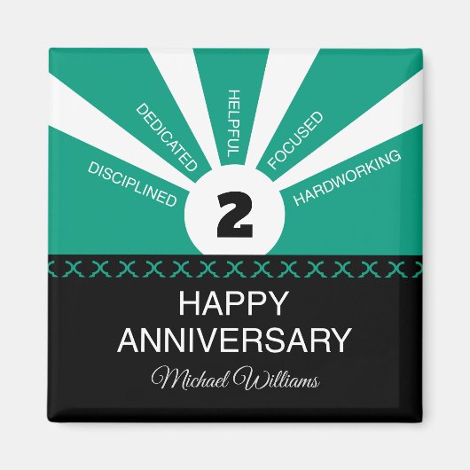 Aangepaste naam en jaar, Jubileum werknemer Magneet (Voorkant)