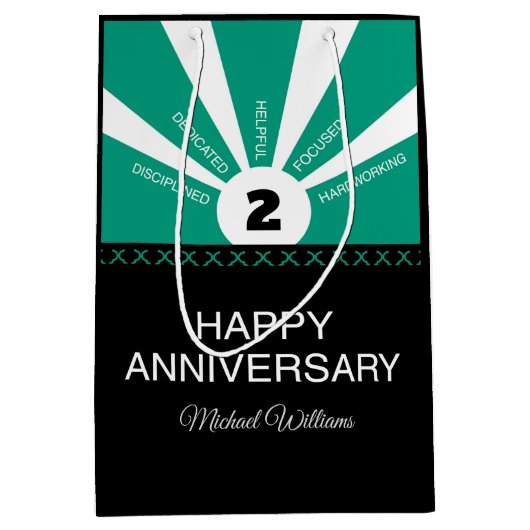 Aangepaste naam en jaar, Jubileum werknemer Medium Cadeauzakje (Voorkant)