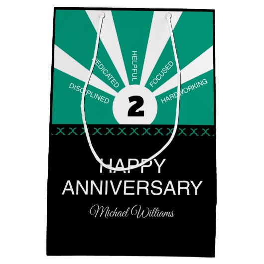 Aangepaste naam en jaar, Jubileum werknemer Medium Cadeauzakje (Achterkant)