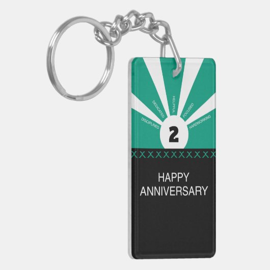 Aangepaste naam en jaar, Jubileum werknemer Sleutelhanger (Voorkant Links)