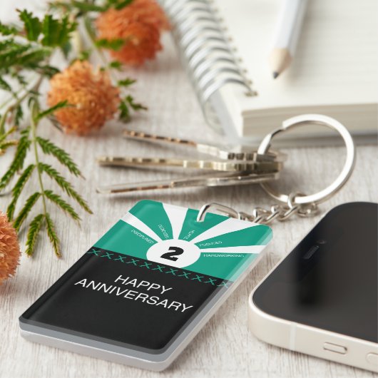 Aangepaste naam en jaar, Jubileum werknemer Sleutelhanger (Voorkant Rechts)