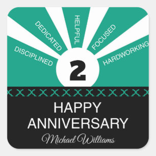 Aangepaste naam en jaar, Jubileum werknemer Vierkante Sticker