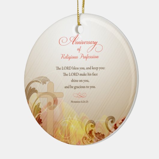 Aangepaste naam en Jaar non, 60e Jubileum Religieu Keramisch Ornament (Links)
