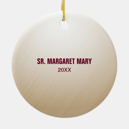 Aangepaste naam en Jaar non, 60e Jubileum Religieu Keramisch Ornament (Achterkant)