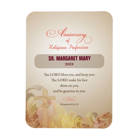 Aangepaste naam en Jaar non, 60e Jubileum Religieu Magneet (Verticaal)